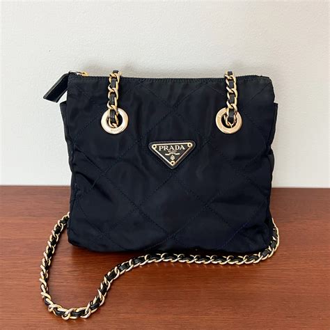 prada nylon bag gold chain|prada nylon drawstring bag.